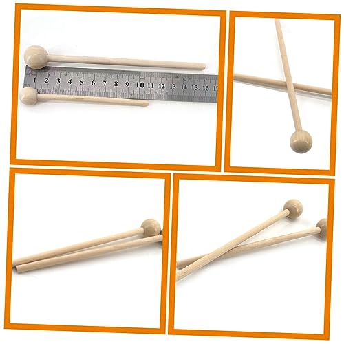 2 pares de baquetas redondas de madera para práctica miniatura 5