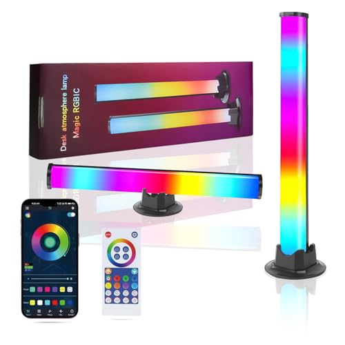 URAQT Barras de Luz LED Inteligentes, 2pcs 360° Smart Luces RGB con 213 Efectos y 16 Millones de Colores Light Bar, WIFI Control de App, Barras Luces LED para Juegos, PC, TV, Decoración Habitaciones