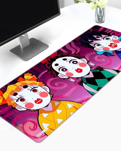 Image of Stitched Demon Slayer Anime Extended Mousepad (12x31) for Laptop, Desktop, PC and Gaming Deskmat (Stitched Edges, XL)