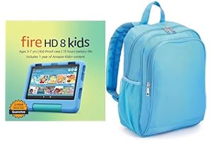 Kids Tablets Fire: Amazon Fire HD 8 Kids Tablet (64 GB, Blue) + Backpack (Blue)