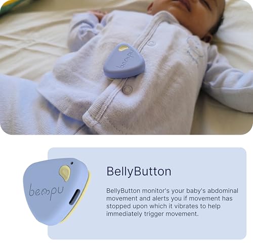 Image of Bellybutton Smart Breathing Baby Monitor for Safer Sleep with Gentle Vibration, App Notifications, Easy to Clip, Portable, Medical-Grade Materials & Non-Bulky Design (Blue)