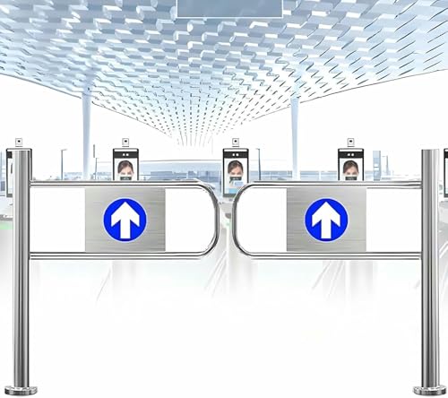 Supermarket Entrance Safety Gate - Spring-Loaded Metal Swing Gate, 90° Opening, Automatic Closing One-Way Door for Industrial Factory & Supermarket Aisles