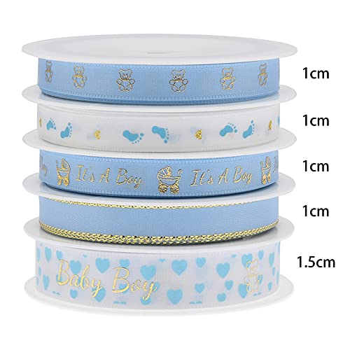 CaPiSo Ruban Cadeau Bébé Bleu Clair 10 M X 15 Mm - Satin Pour Naissance Et Baptême