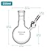 Stonylab Reaction Flask - Borosilicate Glass Single-Neck Flask with 24/40 Joint and PTFE Stopcock Valve, Round Bottom, 250 ml
