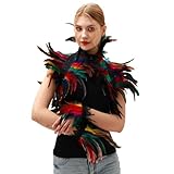 YABAOLUMEXAMEX Gothic Elegance Dressing Up Suit-Black Lace Feather Shawl and Cuffs Set Halloween & Carnival Costume Accessory for Women (Mulitcolor)