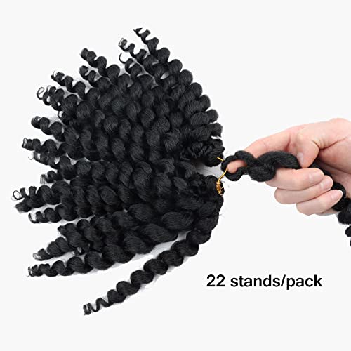 8 Inch Black Wand Curly Braids Jamaican Bounce African Collection Crochet Braiding Hair Synthetic Hair Extension 22 Roots/Pack #TOP5