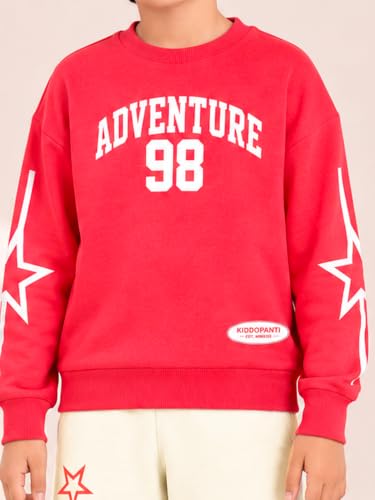 Image of KiddoPanti Boys Solid Round Neck Full Sleeve Fleece Sweatshirt | 60% Cotton 40% Polyester | Soft Warm Winter Pullover | Ribbed Cuffs & Hem | Casual Winter Sweatshirt for Kids