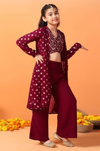 Image of Fashion Dream Girls Georgette Embroidered Palazzo Set|Kids Ethnic Wear|sharara set for girls|Indo Western Set