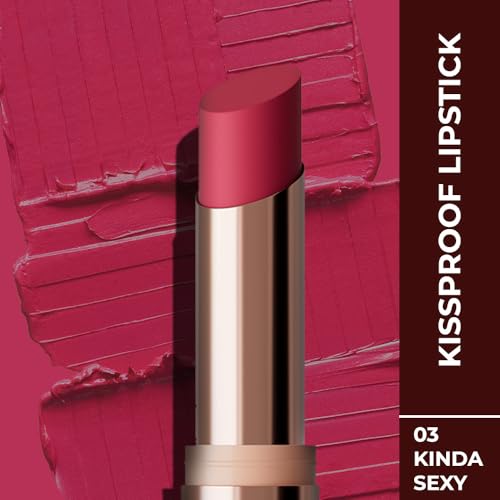 Image of Colorbar Kissproof Lipstick | Kinda Sexy Red | Lightweight Matte Texture | Vegan & Cruelty-Free | Free from Paraben, Mineral Oil & Sulphates | Long-Lasting Lip Color (3.7 g)