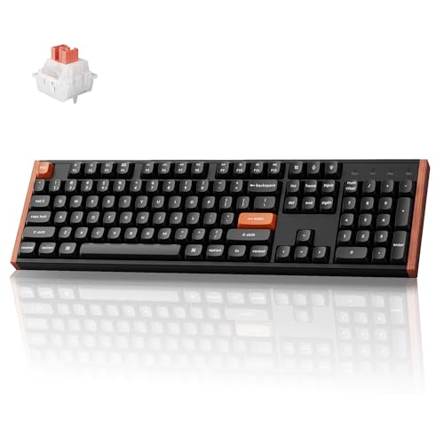 Image of Keychron K10 HE Hall Effect Keyboard, Ultra-Fast Lime Silent Red Magnetic Switch, Full-Size Tri-Mode Wireless Keyboard with Rapid Trigger, Adjustable Actuation, RGB, Aluminum + Wood Frame - Black