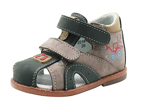 Ahannie Infant Boys Girls Genuine Leather Sandals with Arch Support,Unisex Baby Closed Toe Summer First Walkers Shoes(Infant/Toddler) (Color : Grey, Size : 5.5 M US Toddler)