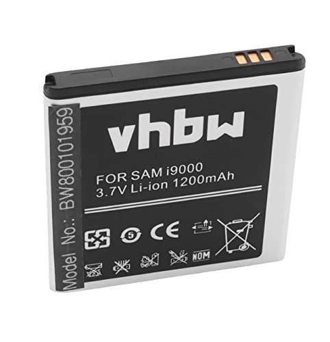 vhbw Batterie Compatible avec Samsung Galaxy S i9010 Giorgio Armani, S Plus i9001 Smartphone (1200mAh, 3,7V, Li-ION)