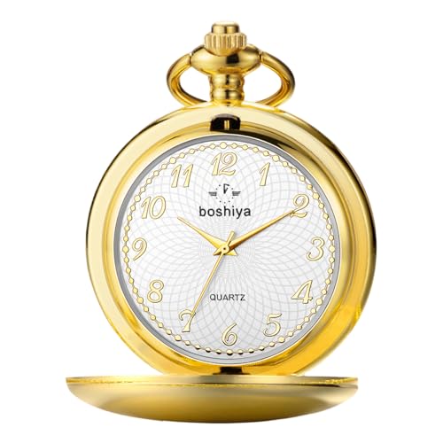 Montre de poche finitions vintage BOSHIYA, garde-temps de gousset avec chaîne