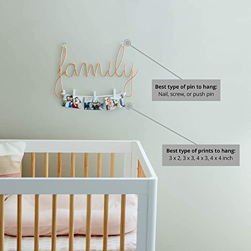 Blokkd Family Picture Frame With Wooden Clips And Hanging String For Photos 12×7.5" - Family Sign, Wall Decor, Wall Art Decor, Family Photo Frame, Wall Collage, Gold Decor #TOP6