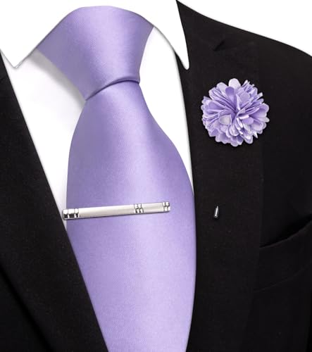 Image of Hi-Tie Pretied Boys Ties Solid Color Kids Adjustable Necktie Lapel Pin Clip Set Age 8-12 Wedding School Graduation