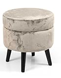 maury's pouf conenitore tod seduta in velluto e gambe nere 37 x h40 cm colore beige