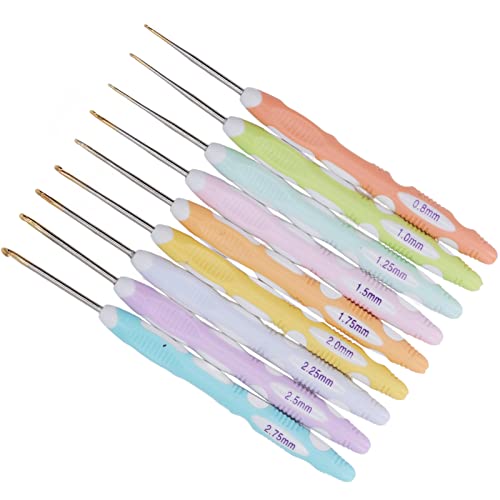 Crochet Hooks Kit Omic, 9pcs Aluminum Professional Portable Omic, Knitting Ergonomic Needles for Craft Yarn Set 0.8mm to 2.75mm