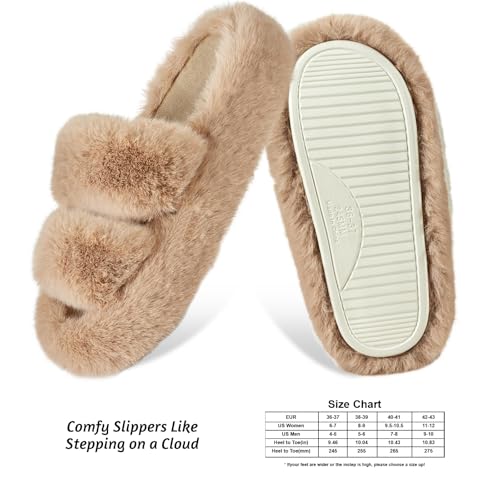 Image of Women's Memory Foam Fluffy Plush Slippers - Cozy Furry Comfy Shoes