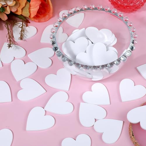 Bewudy 120 Stück Weiße Holzherzen zum Basteln, Holz Streuschmuck als Tischdekoration Streudeko Holz Konfetti Holzherz Deko für Hochzeit Valentinstag Geburtstag Party Kartenherstellung DIY Handwerk(4cm