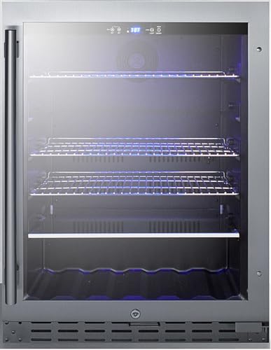 Image of Summit Appliance ALBV2466CSSLHD 24-Inch Wide Built-In Beverage Cooler, ADA Compliant - Glass Door; Commercially Approved; Digital Control Panel; LHD (Left-Hand Door Swing); CARB Compliant