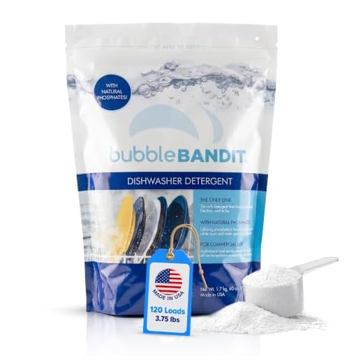 Bubble Bandit Dishwasher Detergent with Phosphate. The Best Dishwasher Detergent for Spotless Dishes in Hard Water! ALL-IN-ONE (Soak, Wash & Rinse). One Bag (3.75 lbs.)