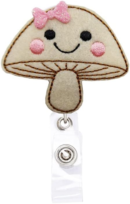 Dietitian Mushroom Retractable Badge Reel ID Tag, Nurses Badge Holder