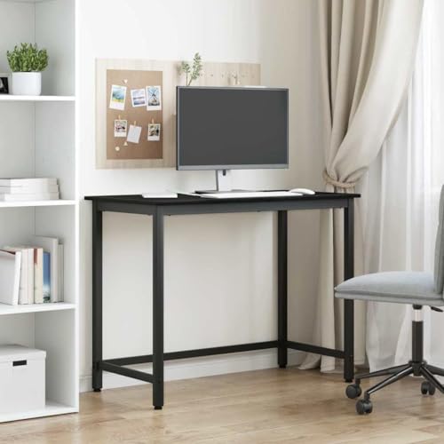 Table noire aspect chêne réglable pour soulager le dos au bureau à domicile - 5