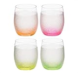 Bohemia-Modell Neon Frozen Bohemia Wasserglas, Wassergläser, Whiskyglas, Kristall Gläser, 4er Set, Model Neon Frozen