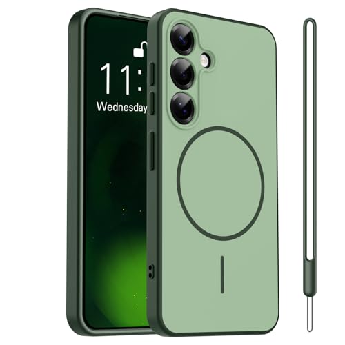 Yoawiful Handyhülle für Samsung Galaxy S23 5G Hülle Magnetisch Kompatibel mit Mag Safe für Case Zweifarbig[Silikonumrandung+PCRückseite] Kameraschutz stoßfest Kratzfest Schutzhülle grün