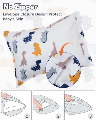 Image of ALVABABY Toddler Pillowcases 2 Pack Organic Cotton Fit 13 inchx 18 inch or 12 inchx16 inch Kids Pillow Cover Envelope for Girl Boy Travel(Pillowcase Only)