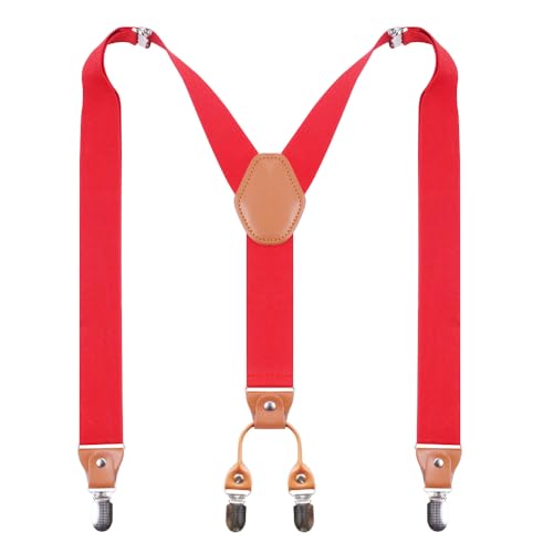 Image of Suspenders Bow Tie for Mens and Women Heavy Duty Elastic Wide Suspenders Strong 4 Metal Clips Adjustable
