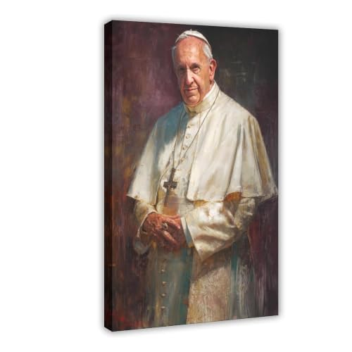 Portrait de pape sur toile 50x75 cm pour déco de chambre