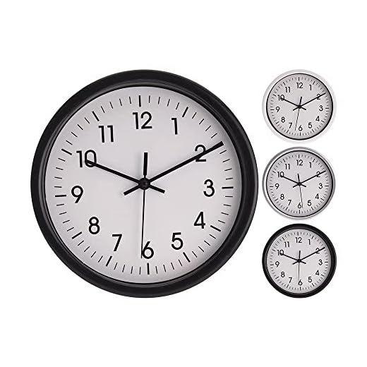 Edm 07880 Reloj de Pared Redondo Ø20cm X4cm, Fondo Blanco, Polipropileno (PP), Negro, Única