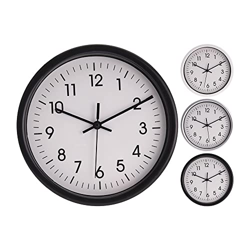 Horloge Murale EDM Noir Cadran Rond en PVC Résistant