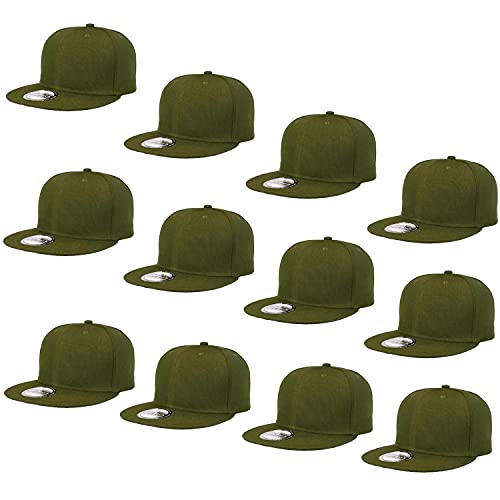 Image of Falari Wholesale 12 Pack Snapback Hat Cap Hip Hop Style Flat Bill Blank Solid Color Adjustable Size