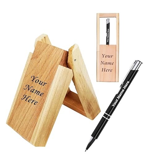 Image of Kajri Gifts Personalized Pen with Name Engraved Wooden Gift Box Best for Gifting, Corporate Gift, Doctor, Advocate, Boss, Employee, Teacher (Folding Stand)