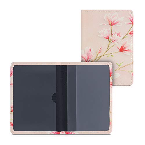 kwmobile Porte permis de Conduire Carte Grise avec Compartiments Cartes Passeport - Étui Portefeuille de Protection en Simili Cuir Rose Clair-Blanc-Rose Ancien