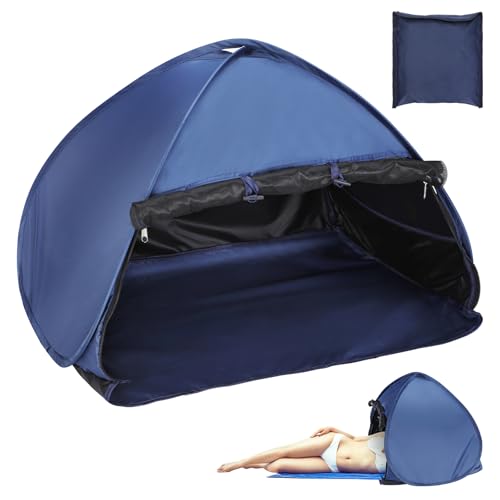 Yaskyly Carpa de Playa SPF50+++ Mini Tienda Portátil Refugio para el Sol Tienda de Campaña Pop Up Beach Sun con Bolsa de Almacenamiento Tienda de Reposacabezas para Interior y Exterior (Azul Marino)