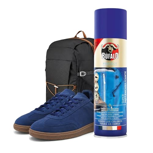 Búfalo - Spray Impermeabilizante Calzado 250ml - Spray Protector Zapatillas Transparente- 100% Repelente al Agua y a la Suciedad | Para Zapatos de Tela, Cuero y Textiles | Protector de Ante y Nobuk