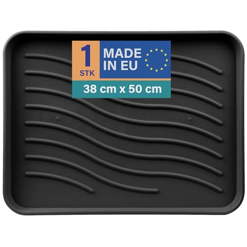 Bestlivings Schuhabtropfschale (Schwarz) Schuhablage (50x38x2,5cm) wasserdichte Schuhwanne - Aptropfunterlage für schmutzige und nasse Schuhe, Schuhmatte für Haus Garten