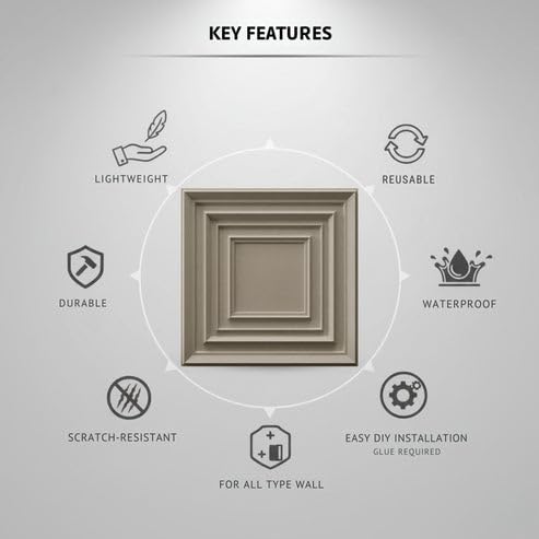 Image of Kayra Decor 3D PVC Wall Panels for Bedroom & Living Room | Accent Design | Mega Greige Color | 19.7 x 19.7 Inch | Pack of 18 | 42.48 Sq Ft