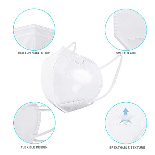 50 peças de proteção facial descartável, 5 camadas de proteção respirável para a boca com argola de