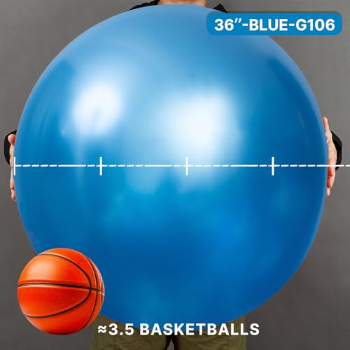 Image of PartyWoo Metallic Blue Balloons 4pcs 36 Inch Chrome Blue Latex Helium Balloons for Graduation Wedding Baby Shower Engagement Baby Shower Wedding Bachelorette Birthday Party Decorations Blue-G106