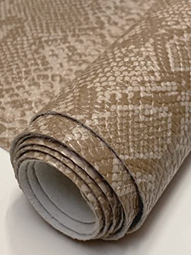 Premium Rattlesnake-Embossed Faux Leather Fabric by the Yard – Versatile Beige Vinyl Material for Upholstery, Fashion, and Accessories