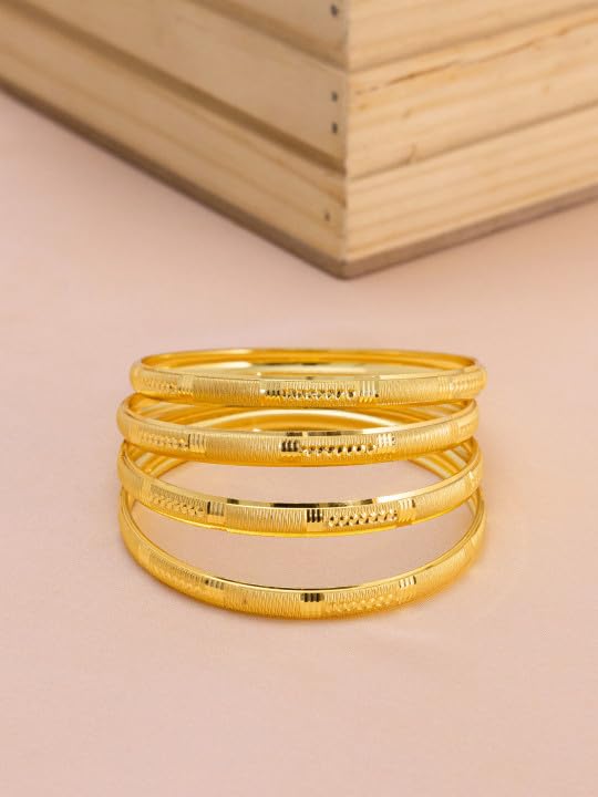 Image of Zeraki Jewels Women's Traditional Gold Plated Bangles Set | Elegant Designer Kada Bangles | Classic Ethnic Jewellery for Women & Girls | Perfect for Wedding, Festive & Daily Wear