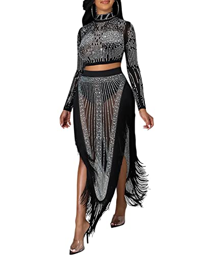 Image of PORRCEY Sexy Elegant Rhinestone Party Club Night Formal Dress for Women
