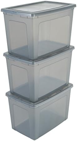 Iris Ohyama, Set of 3, Storage boxes, 18 Lsee-through, stackable, living room, bedroom - Modular Clear Box MCB-18 - Transparent