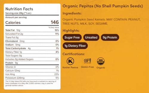 Image of Nuts com - Organic Pumpkin Seeds - 2 Lb Bag, No Shell Pumpkin Seeds Organic, Healthy Snack for Adults & Kids, Rich in Protein, Fiber, Calcium & Potassium - Keto Friendly, Vegan, Gluten-Free & Kosher Pareve