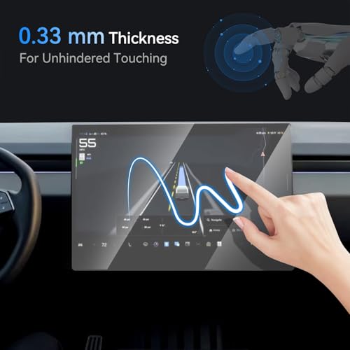 Image of Tempered Glass Screen Protector for Tesla Cybertruck 2024-2026, 18.5 inch Front Back Screen Protector [HD & Anti-Fingerprint & 9H] with Alignment Frame -Glossy