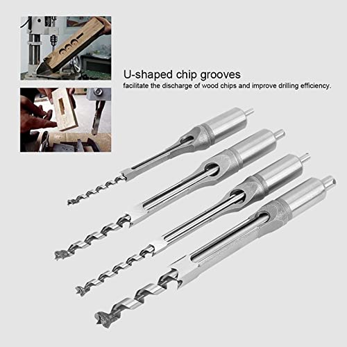 Juego de 4 brocas para madera con agujeros cuadrados miniatura 3